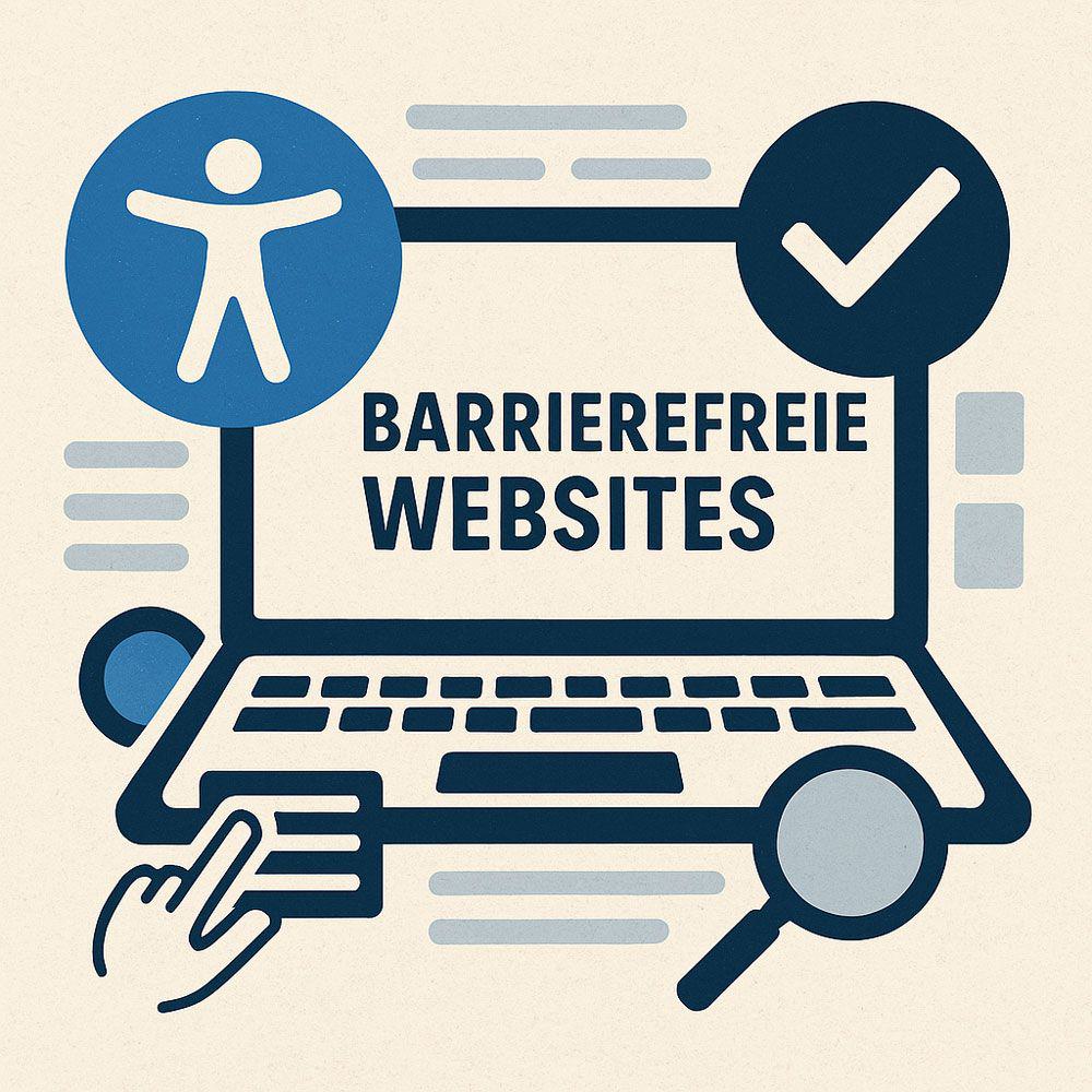 Barrierefreie Webseiten – Symbolbild mit Laptop und Accessibility-Icons Barrierefreiheit, Webseiten, Inklusion, Webdesign, Accessibility, Responsives Design